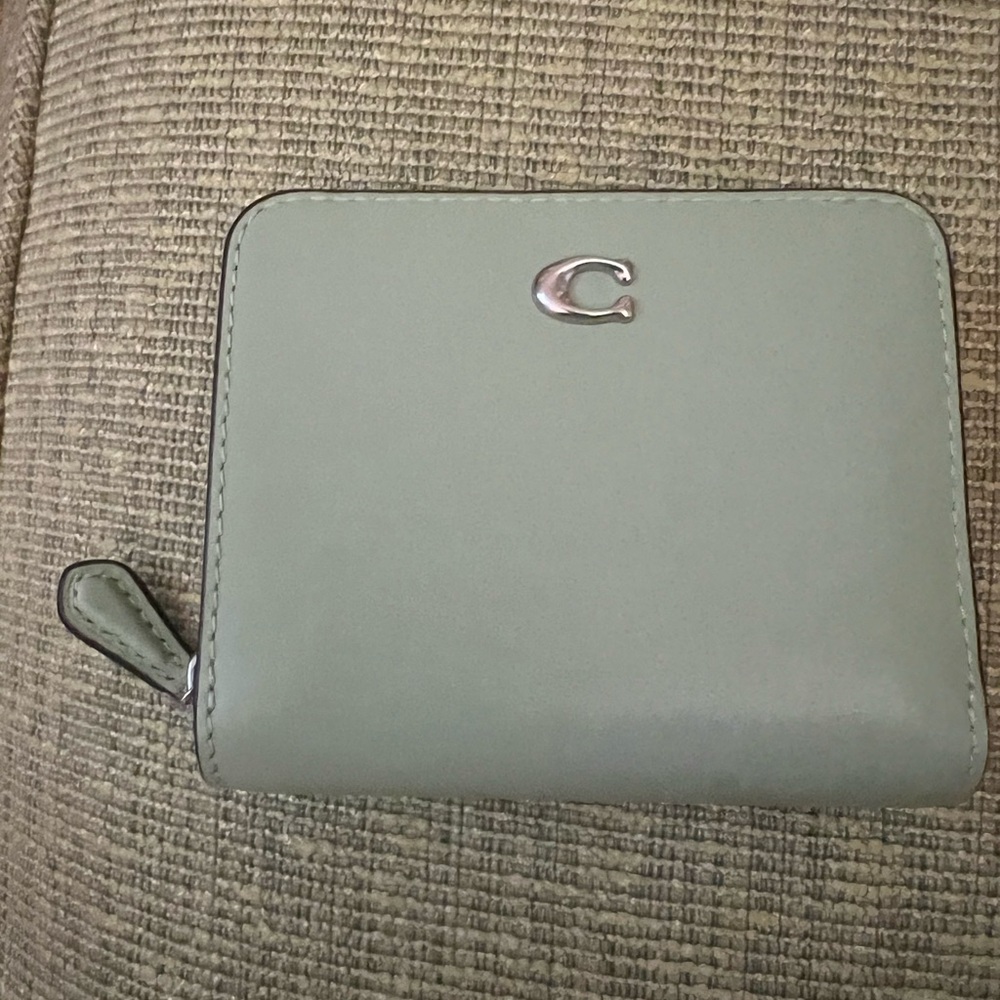 Coach Light Green Wallet with Silver Logo